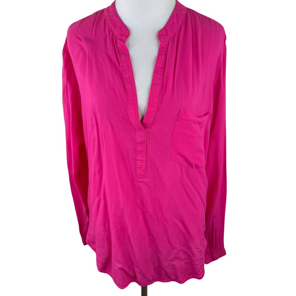 Cloth & Stone Women's Pink Rayon Half Button Up Shirt Size Small